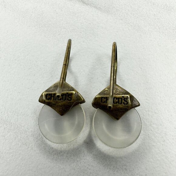 Chico's Gold Tone Rhinestone Dangle Earrings Pierced Pair - Picture 3 of 12